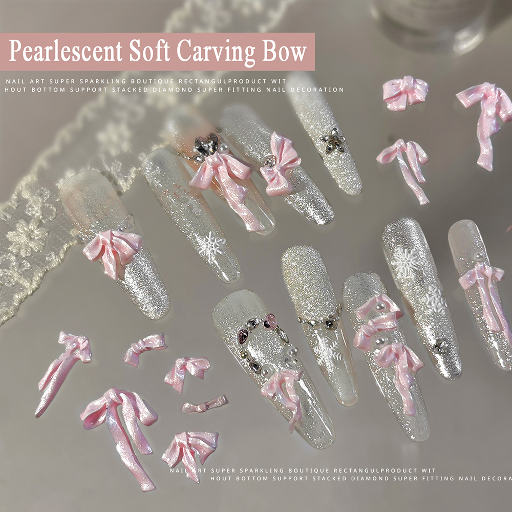 Nail Art Pink Soft - 50Pcs 3D Pink Pearlescent Soft Craving