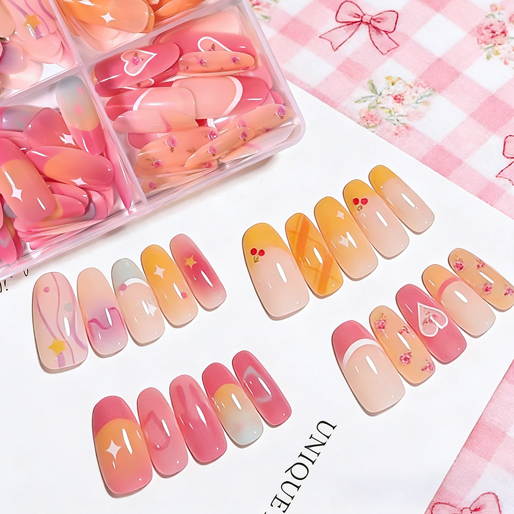 Nail Art Oval - 120pc Dopamine Gradient Press On Nails