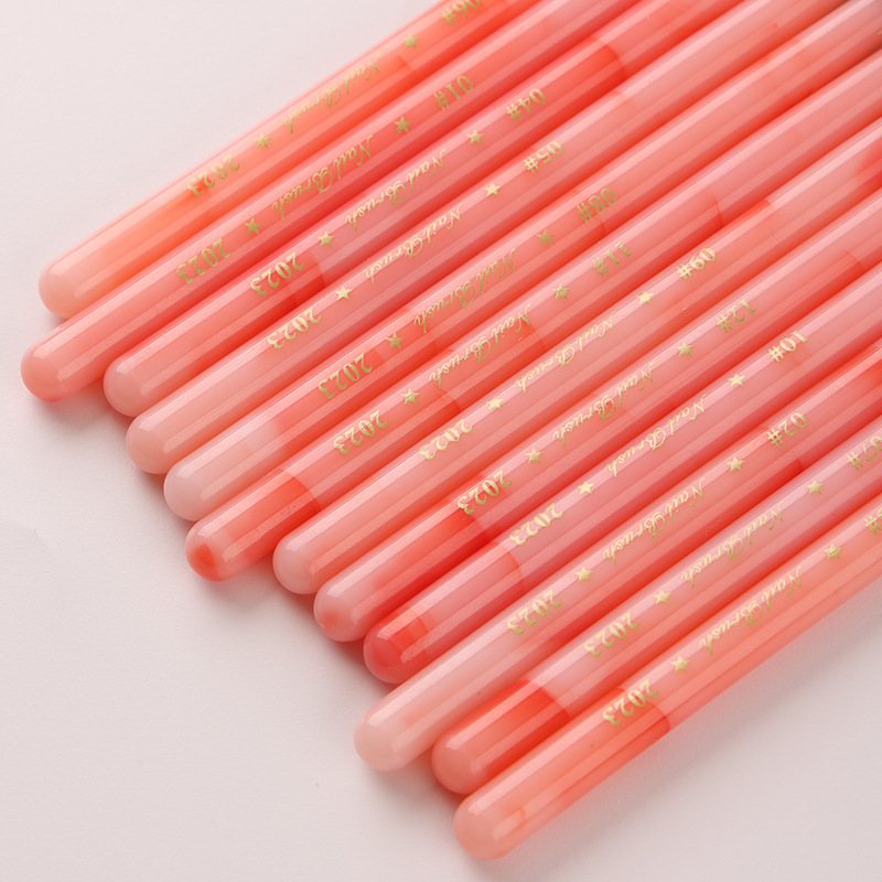 12Pcs Pink Inlaid Jade Handle  - Nail Art Pink Soft recensione e prezzo