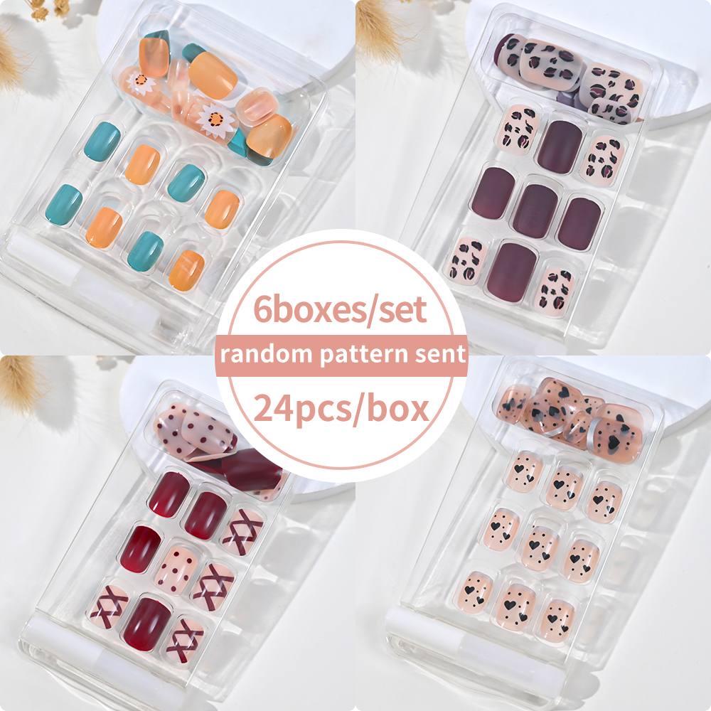 6Boxes/Set Short Square Fake N - Press On Nail Set recensione e prezzo