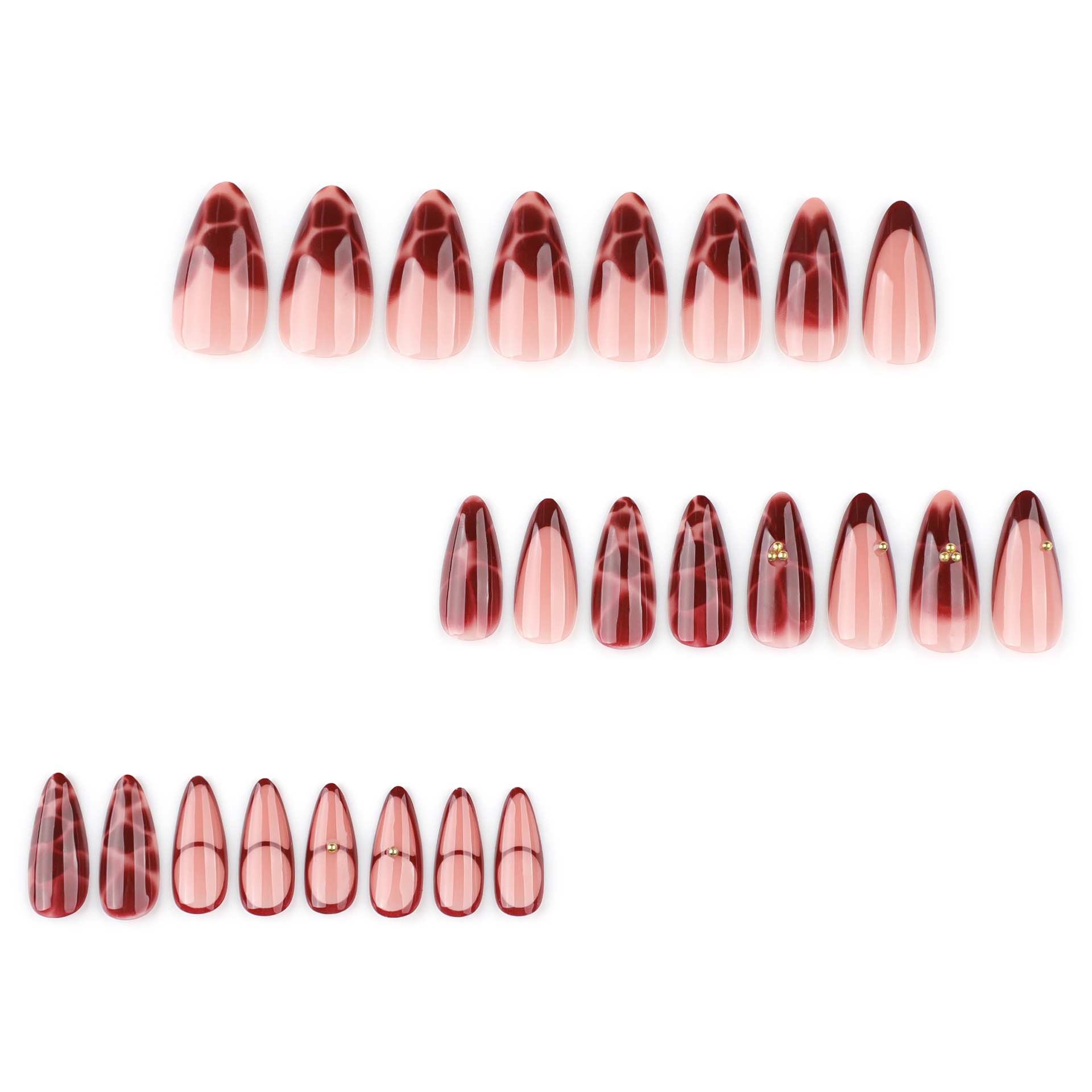 24Pcs Wine Red French Almond P - Nail Art Red recensione e prezzo