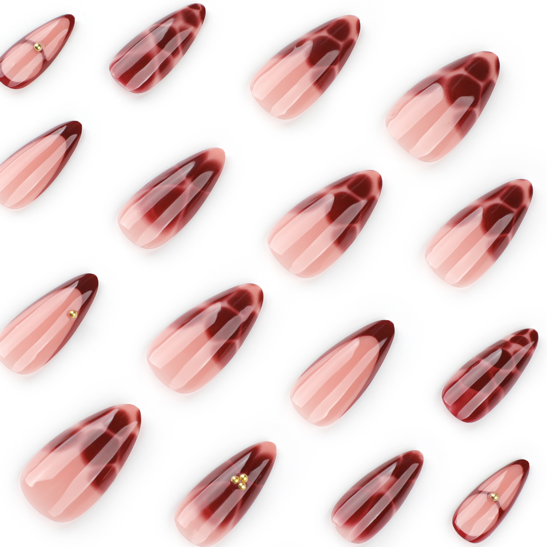 24Pcs Wine Red French Almond P - Nail Art Red recensione e prezzo