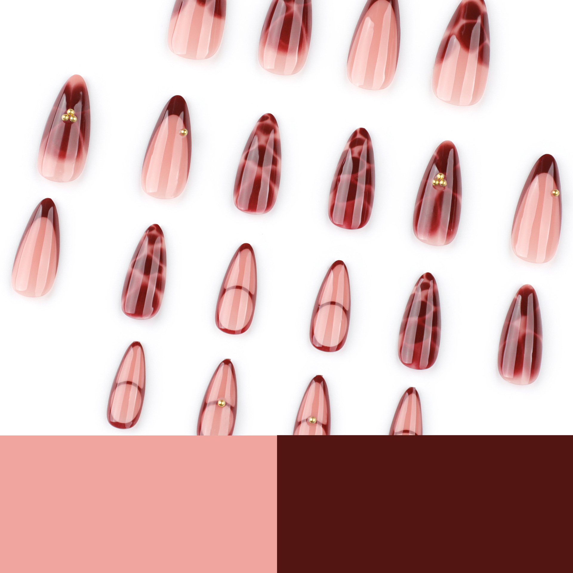 24Pcs Wine Red French Almond P - Nail Art Red recensione e prezzo