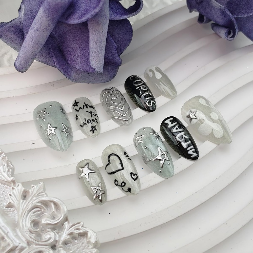 3D Chrome Star Acrylic Nails,  - Nail Glitter Chrome recensione e prezzo