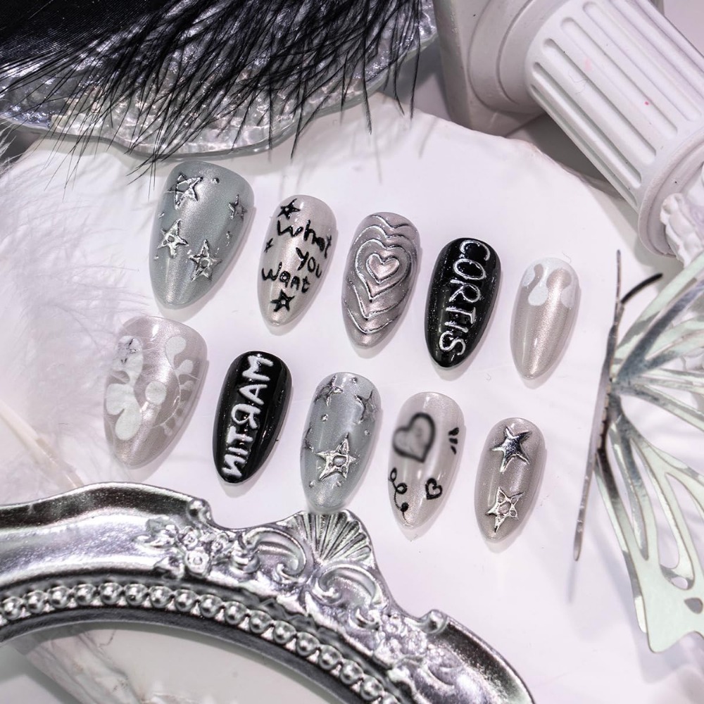 3D Chrome Star Acrylic Nails,  - Nail Glitter Chrome recensione e prezzo