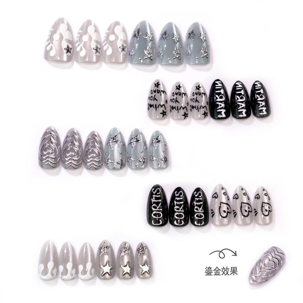 3D Chrome Star Acrylic Nails,  - Nail Glitter Chrome recensione e prezzo