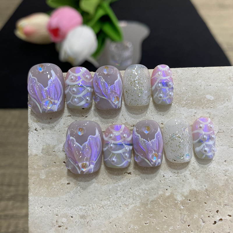 10pcs Butterfly Flower Fake Na - Nail Art French recensione e prezzo