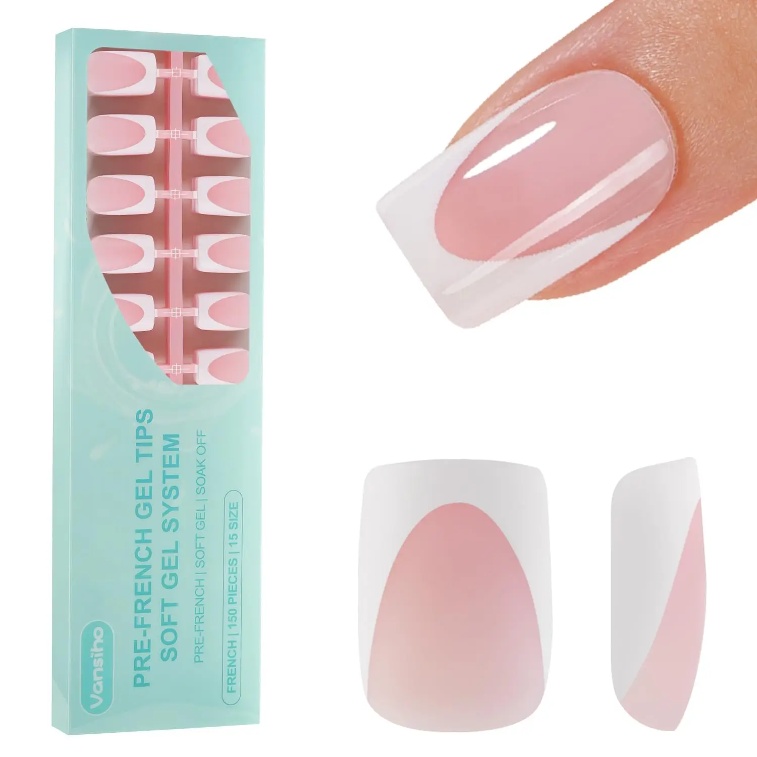 Deep French Gel Nail Tips, 150 - Nail Art Pink Soft recensione e prezzo