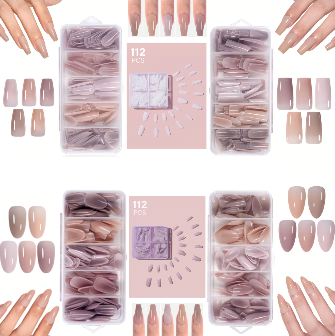 112pcs/140pcs1Box 5-color shor - Nail Art Oval recensione e prezzo