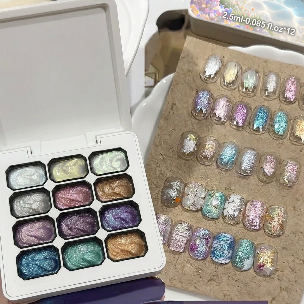 12 Colors Aurora Solid Nail Ge - Nail Glitter Chrome recensione e prezzo