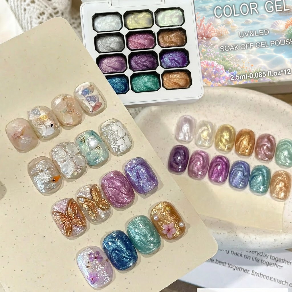 12 Colors Aurora Solid Nail Ge - Nail Glitter Chrome recensione e prezzo