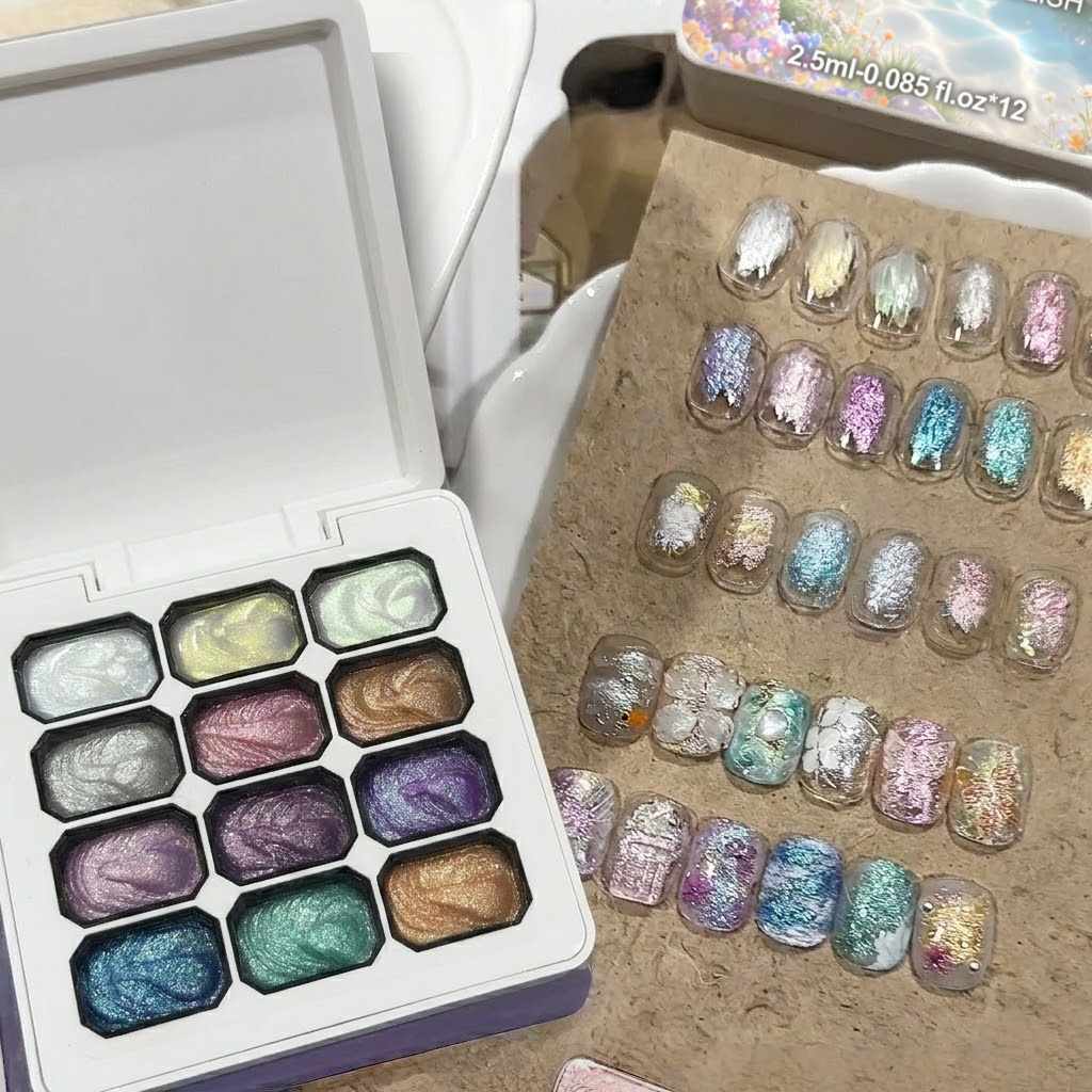12 Colors Aurora Solid Nail Ge - Nail Glitter Chrome recensione e prezzo