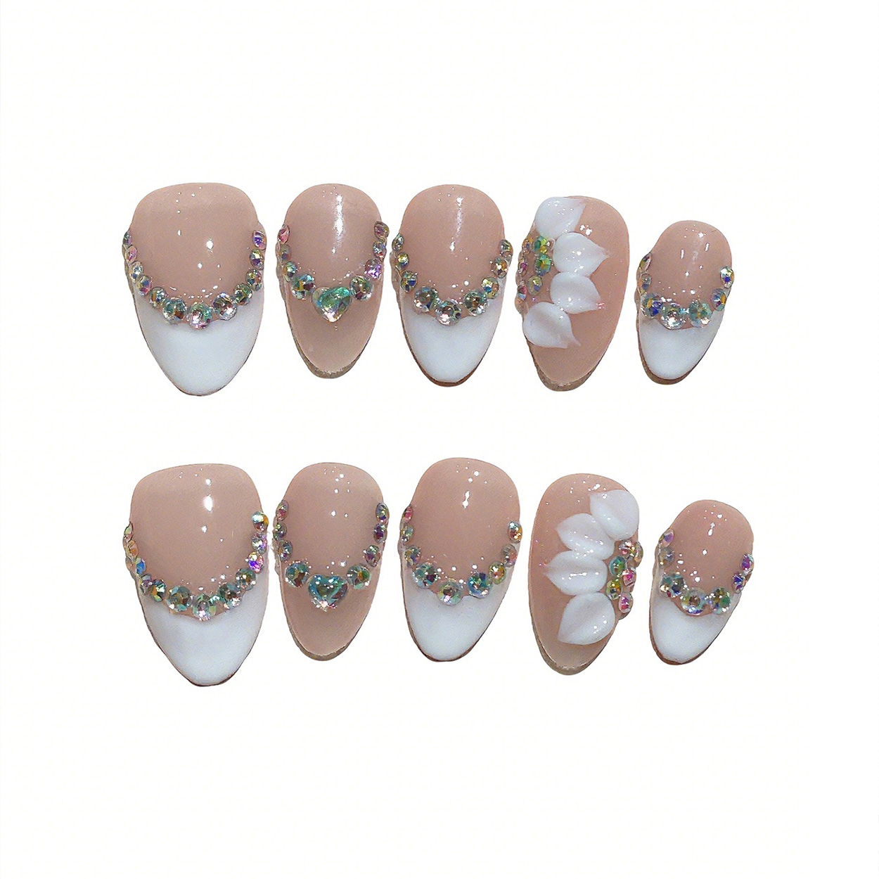 10pcs Short Almond Handmade Pr - Press On Nail Set recensione e prezzo