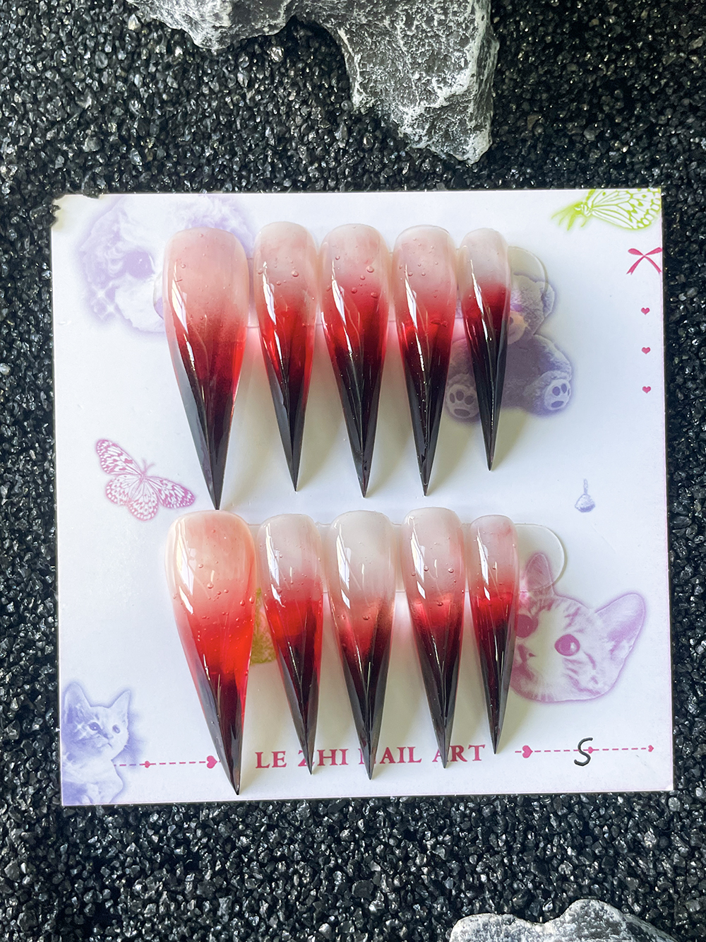 Handmade Red Gradient Long Dra - Nail Art Red recensione e prezzo