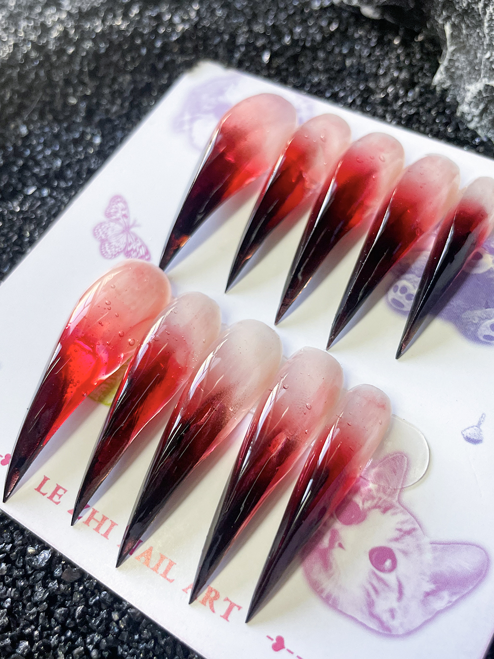 Handmade Red Gradient Long Dra - Nail Art Red recensione e prezzo