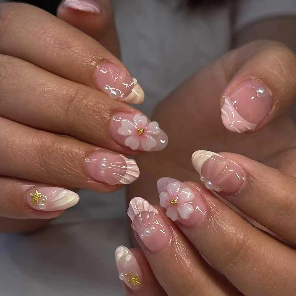24pcs Short Oval 3D Gel Nail S - Nail Art French recensione e prezzo