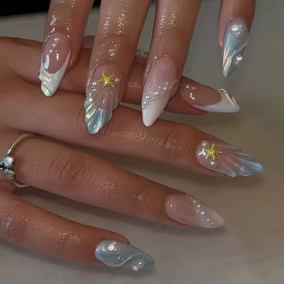 24pcs Short Oval 3D Gel Nail S - Nail Art French recensione e prezzo