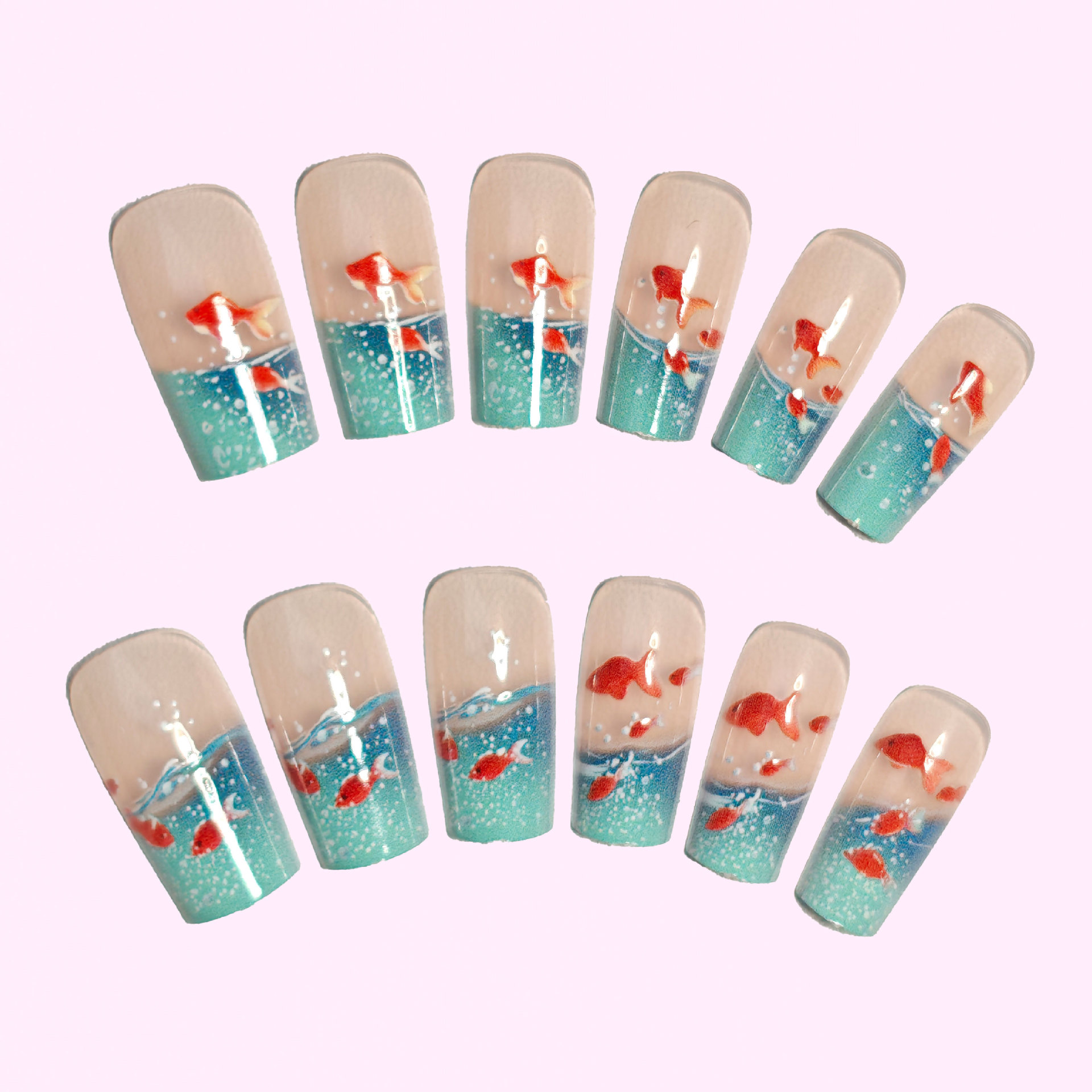 Medium long Square fake nails  - Nail Art Red recensione e prezzo