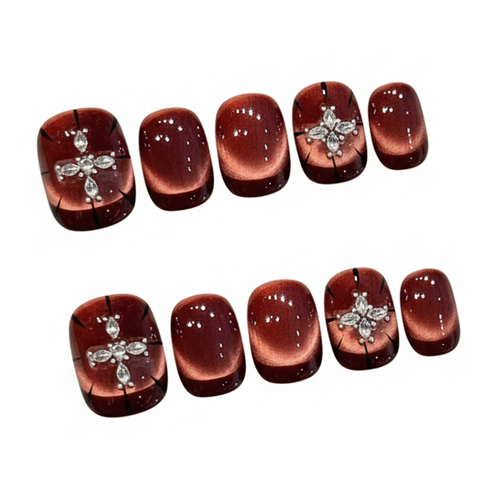 10pcs Wine-red Cat's Eye Press - Nail Art Red recensione e prezzo