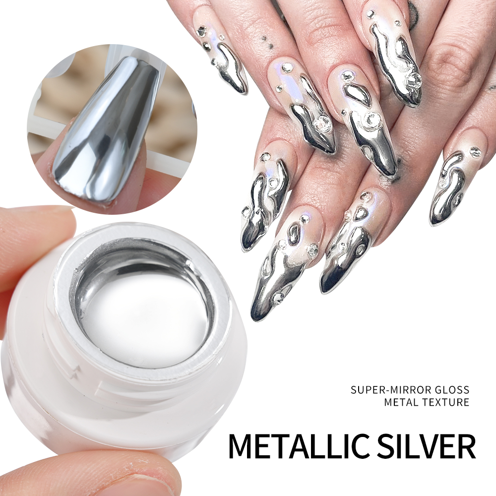 5ml Silver Gold Metallic Gel N - Nail Glitter Chrome recensione e prezzo