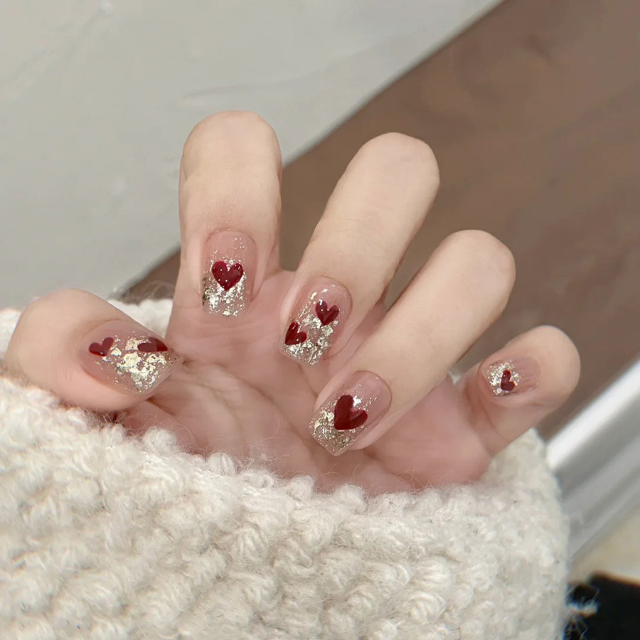 24pcs/set Short Square fake na - Nail Art Red recensione e prezzo