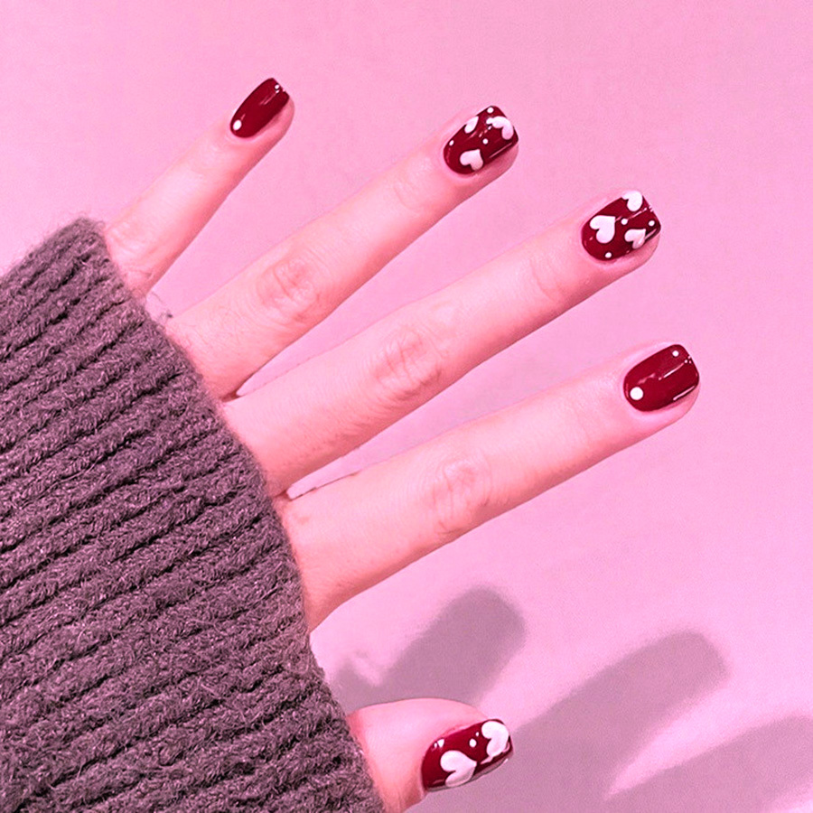 24pcs/set Short Square fake na - Nail Art Red recensione e prezzo