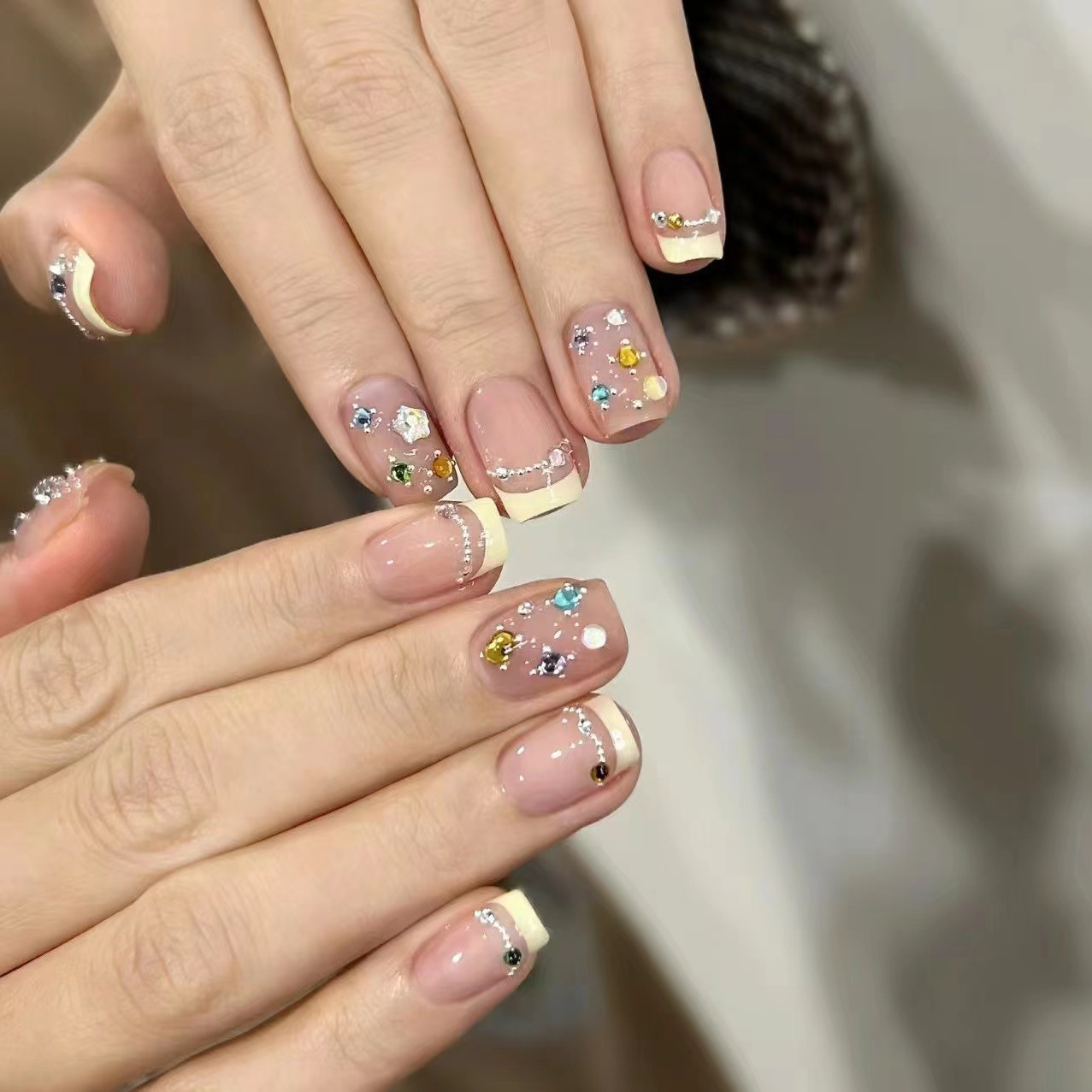 10Pcs Short Square French Hand - Nail Art French recensione e prezzo