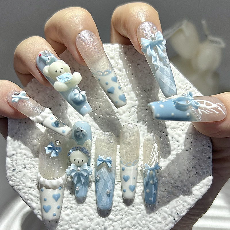 10 Pieces Kawaii 3D Bow Teddy  - Nail Art French recensione e prezzo