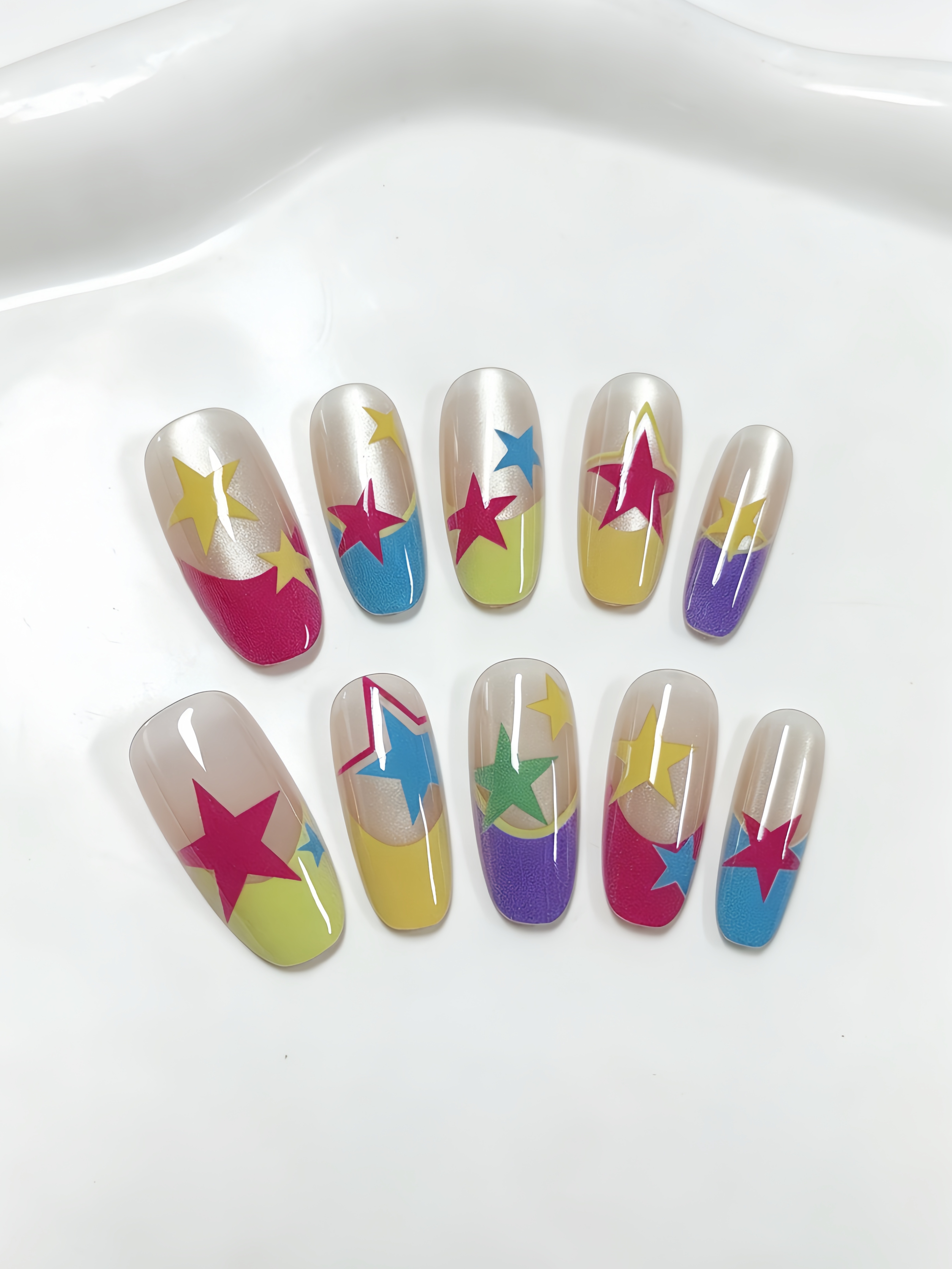 10 Medium-Length Oval-Shaped P - Nail Art French recensione e prezzo