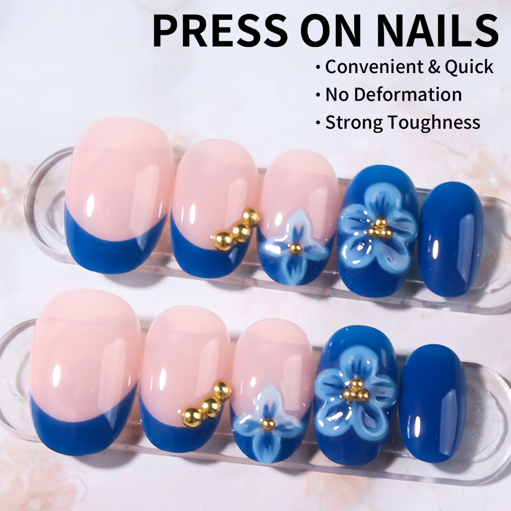 24pcs Short Oval 3D Gel Nail S - Nail Art French recensione e prezzo