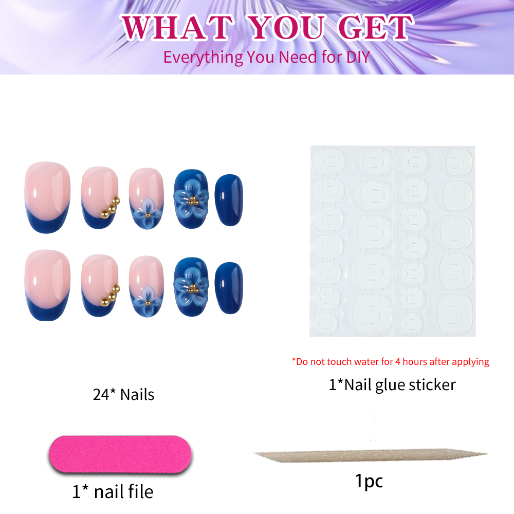 24pcs Short Oval 3D Gel Nail S - Nail Art French recensione e prezzo