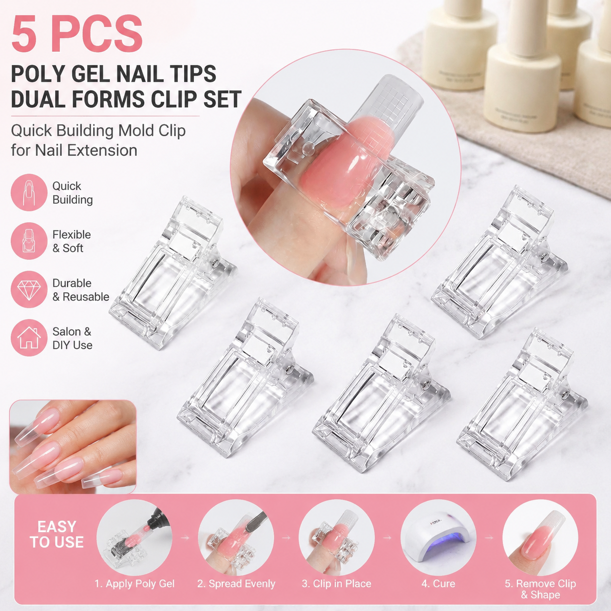 5 Pcs Flexible Soft Poly Gel N - Nail Art Gel recensione e prezzo