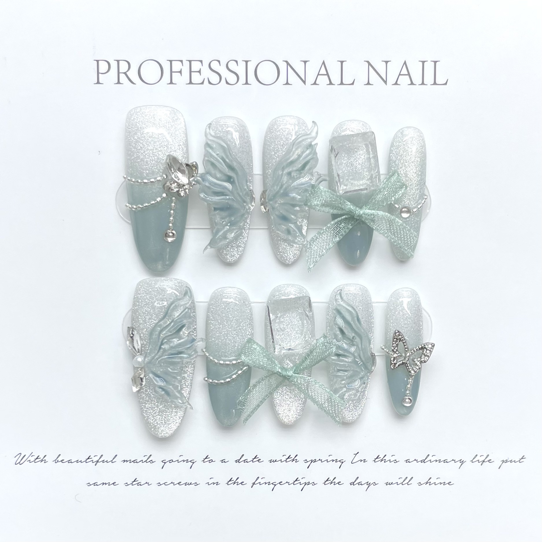 10pcs Pure Hand Pressed Long O - Nail Art Oval recensione e prezzo
