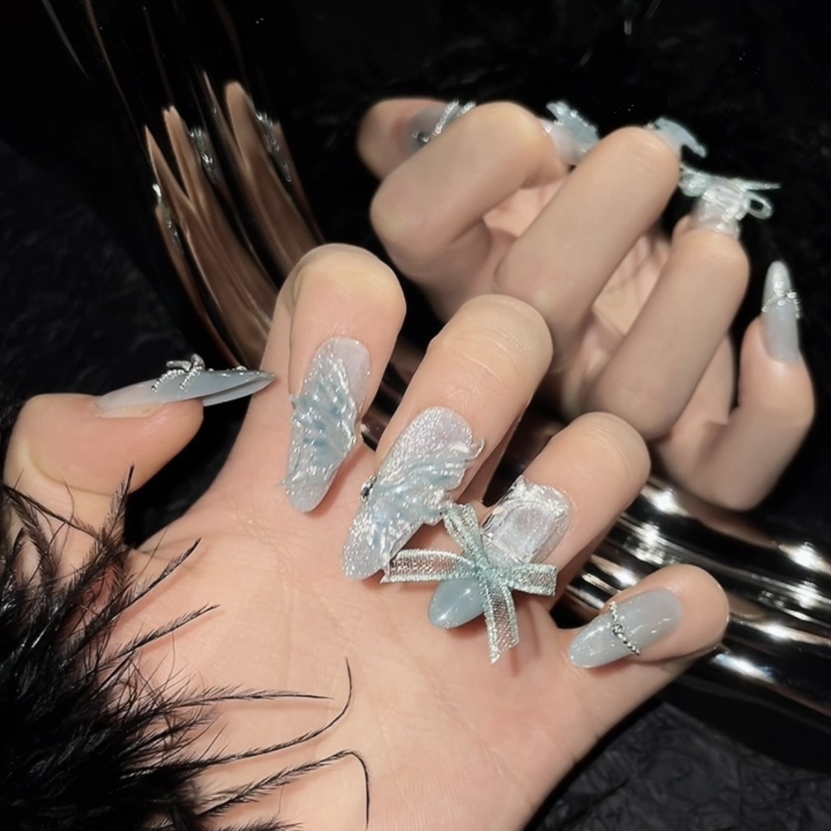 10pcs Pure Hand Pressed Long O - Nail Art Oval recensione e prezzo