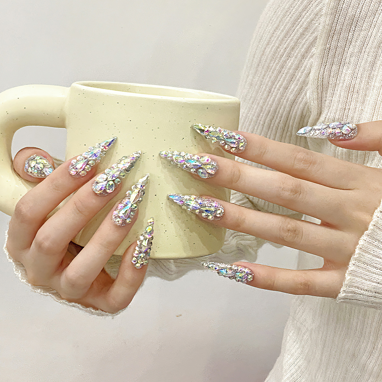 10pcs Handmade Press On Nails  - Nail Art French recensione e prezzo