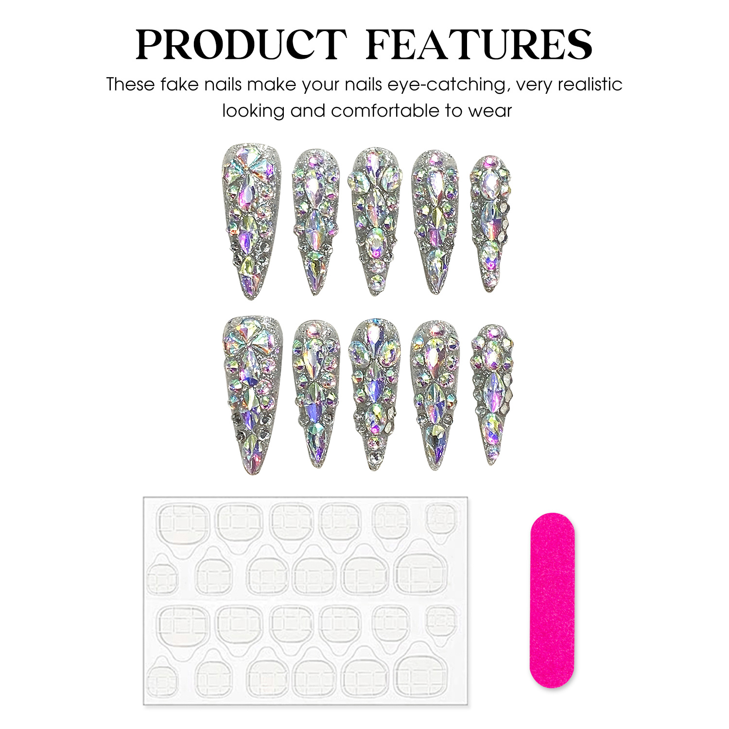 10pcs Handmade Press On Nails  - Nail Art French recensione e prezzo