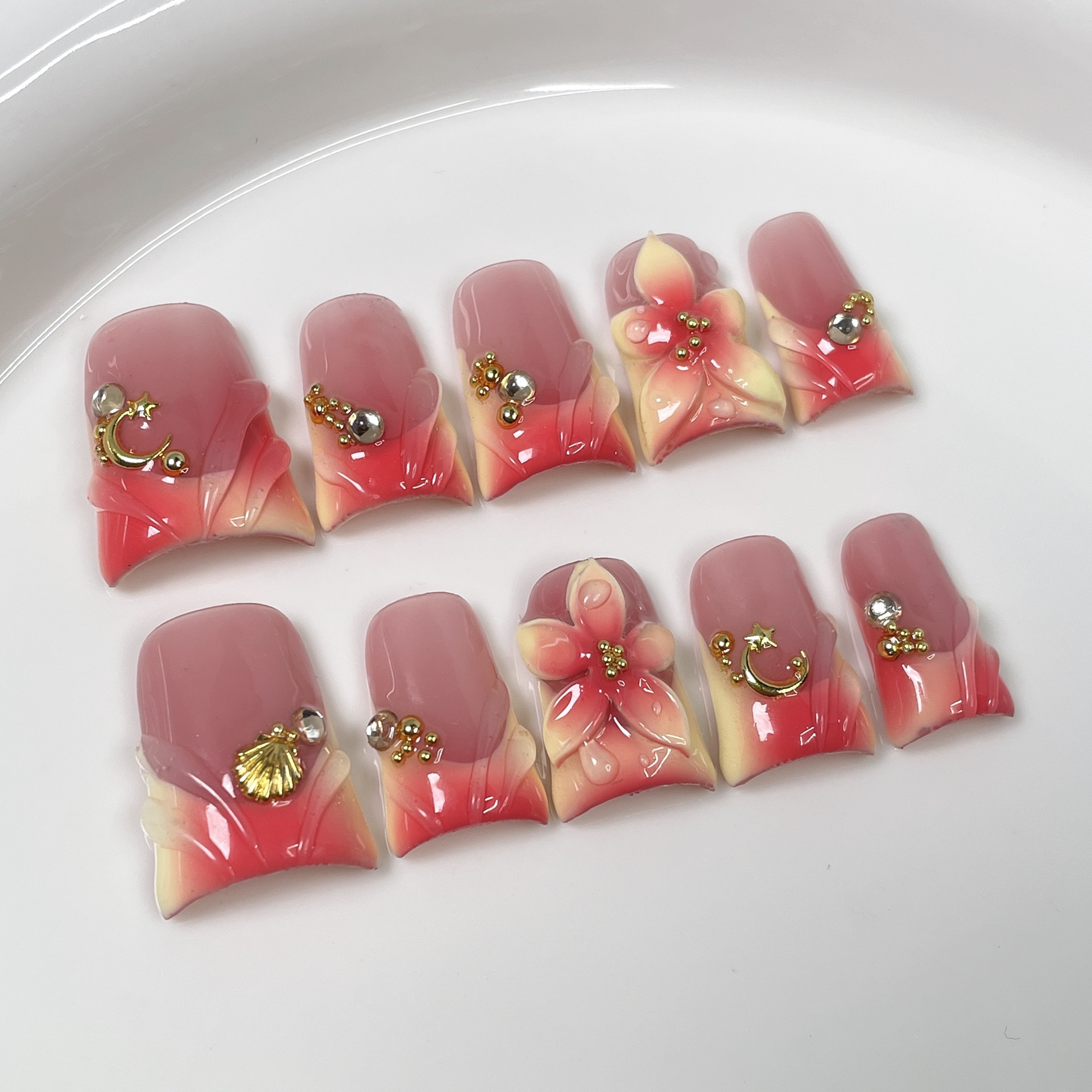 10pcs Ocean Style Fake Nails D - Nail Art French recensione e prezzo