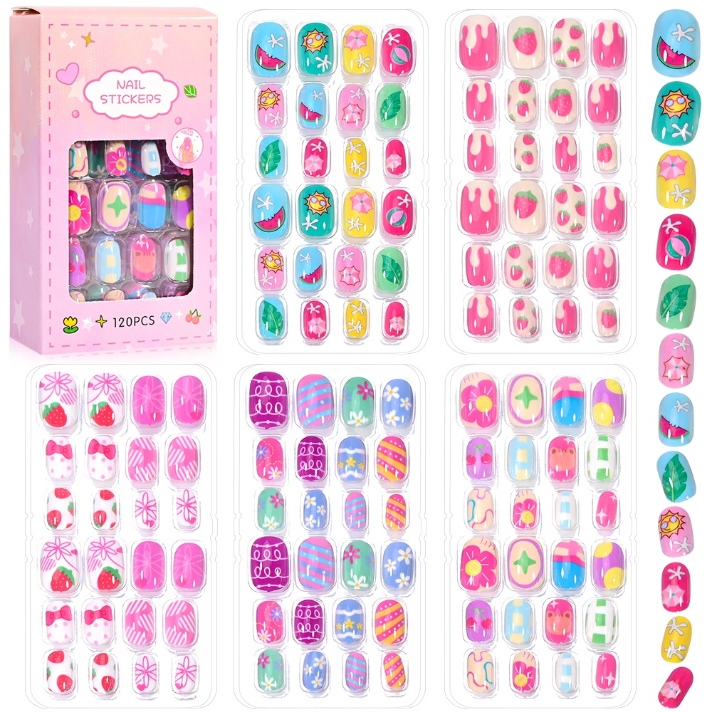 120-Piece 5-Set Candy Kids Pre - Press On Nail Set recensione e prezzo