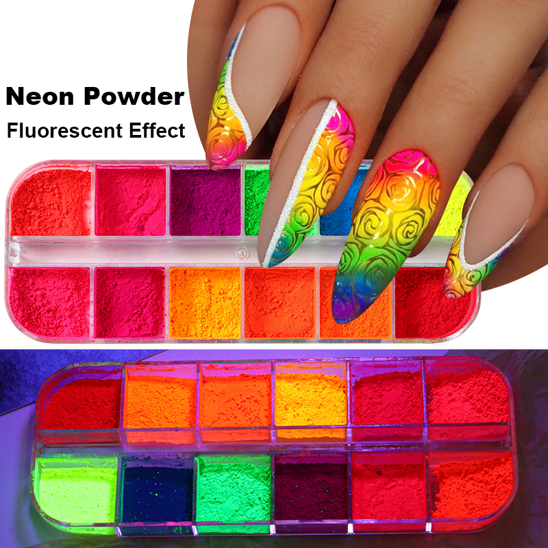 2 Box Neon Rainbow Nail Pigmen - Nail Glitter Chrome recensione e prezzo