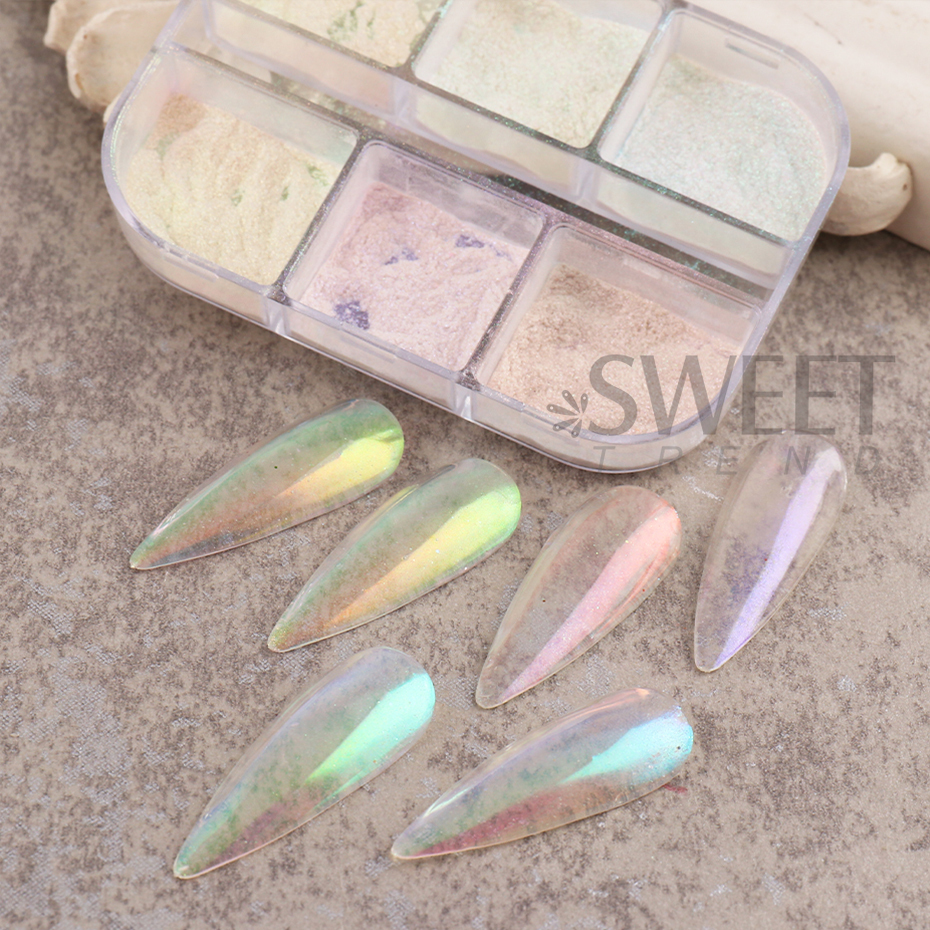 6 Grids Aurora Mirror Nails Po - Nail Glitter Chrome recensione e prezzo